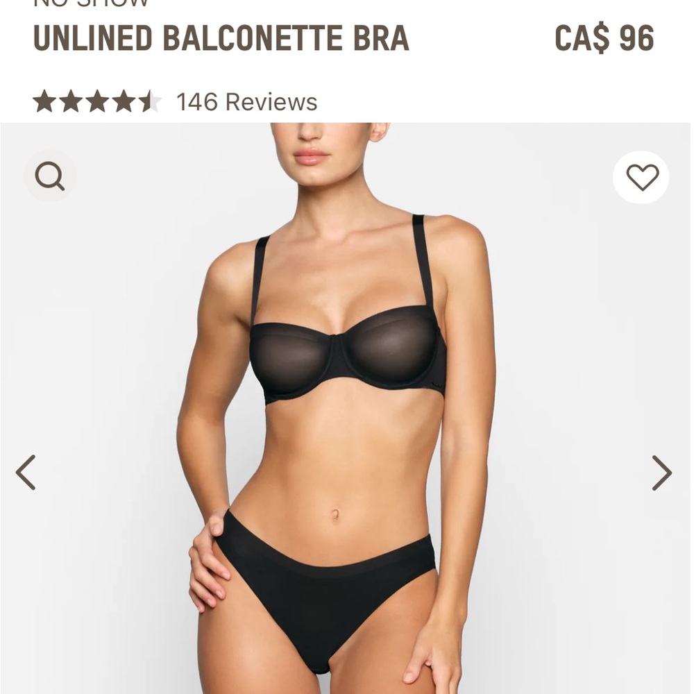 Skims no show unlined balconette bra. 32D